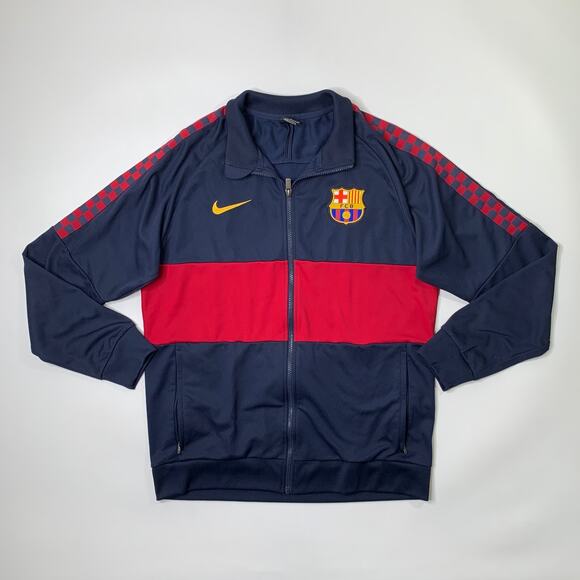 Barcelona FC Track Jacket Mens Large Navy Nike Anthem 2019 2020 Football Soccer - Picture 2 of 12